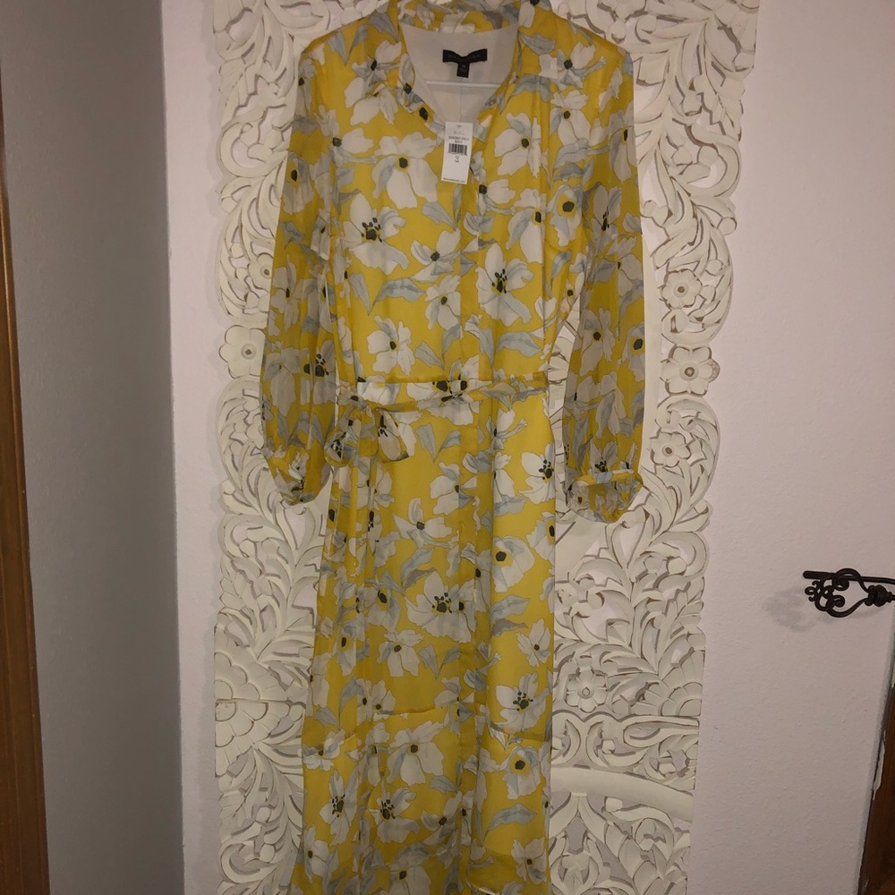 NEW Yellow Banana Republic high-low dress w/belt